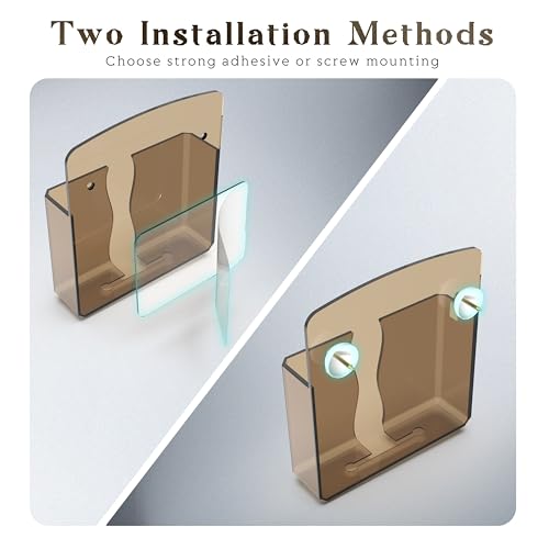 Soporte de pared para teléfono autoadhesivo con agujero de carga para optimizar espacio 5