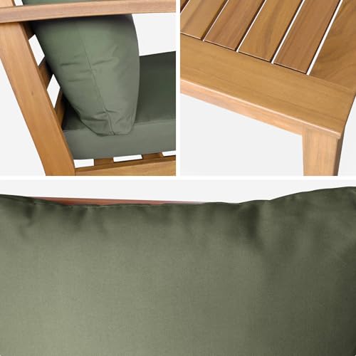 Salotto Da Giardino In Legno Di Acacia, 5 Posti, Verde Kaki - 3