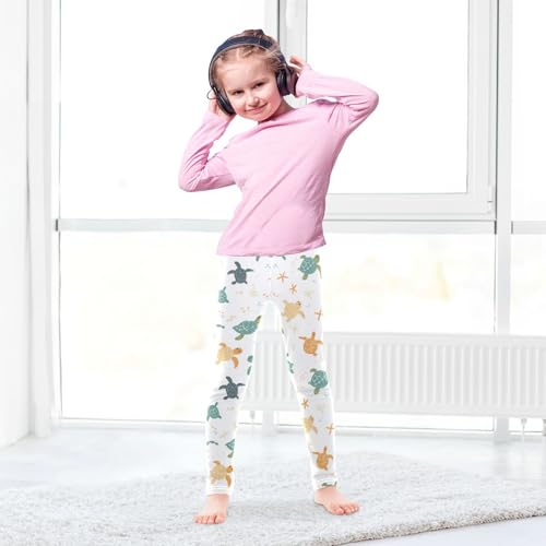 Cute Turtles Girls' Leggings Toddler Doodles Star Kids Yoga Pants Dance Active Tights 4T4