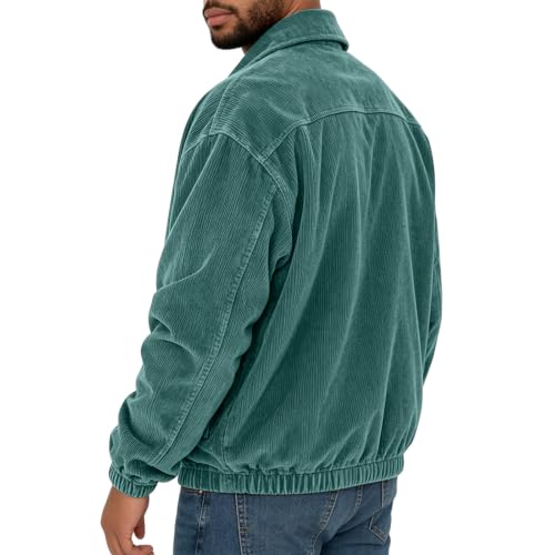 fartey Mens Corduroy Jacket Casual Collar Coat Full Zip Outwear with Pocket - image 4