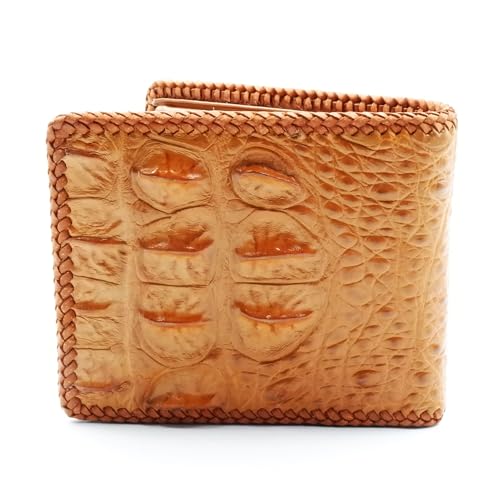 New Light Brown Alligator Crocodile Leather Back Bone Skin Men Bi-fold Slim Wallet.4