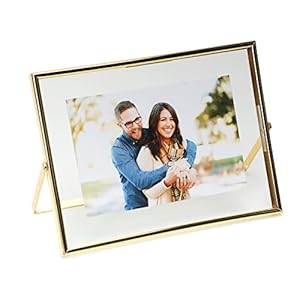 Gold Floating Frame (6″x8″, Horizontal), For Picture 5×7, 4×6, 3×5, Tabletop Shelf Photo Frame, Home or Office Decor, Classy For Holiday, Birthday or Wedding