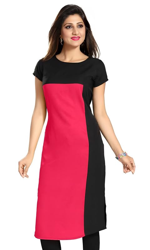 ak fashion mall Womens Crepe Kurti | Straight Fit | Knee-Length |Round Neck |Short Sleeves | Casual & Office Wear-picture-50