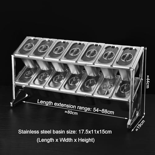 Scaffale espandibile a 2/3 ripiani, dispenser commerciale per condimenti per salse, insalate e marmellate, dispensa da cucina Sto Solut (80 x 19 x 44 cm)