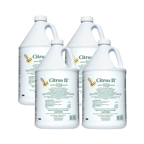 Citrus II Hospital Germicidal Deodorizing Cleaner - Fresh Citrus Scent - 1 Gallon - Refill - Disinfecting Cleaner - Pack of 4