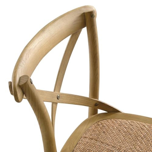 Taburete de bar Modway Gear con respaldo en X y estructura de madera, totalmente ensamblado, color natural miniatura 4