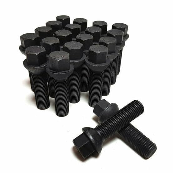 20 Radschrauben M12x1,5 Radbolzen Kugelbund SW17 R12 SCHWARZ große Auswahl (Kugel M12x1,5x35mm)