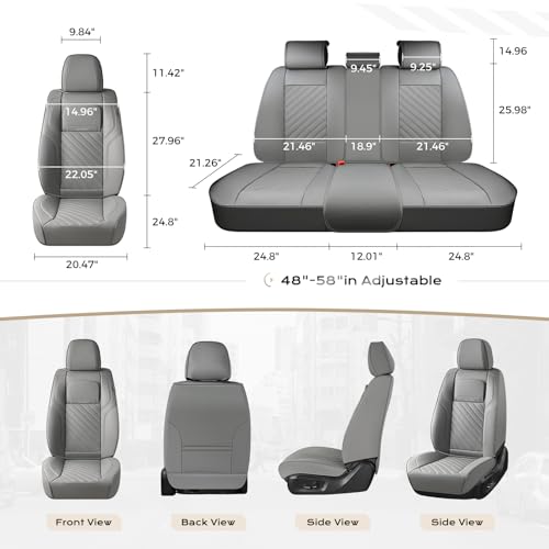 Image of Coverado Car Seat Covers Full Set 5 Pieces, Luxury Nappa Leather Seat Covers Universal Fit Waterproof Non-Slip Breathable Front & Back Automotive Seat Protectors for Cars, SUVs, Trucks