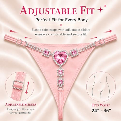 Image of Sexy Underwear for Women Elegant Rhinestone Panties Adjustable Waist Straps Crystal Thongs hilos sexys para mujer hot