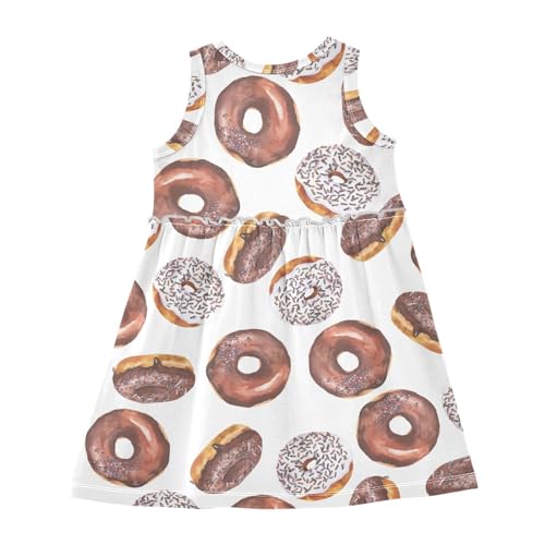 Chocolate Donuts Girls' Dresses Toddler Summer Dress Sleeveless Dresses for Girls Cotton Sundress 2-8Y2