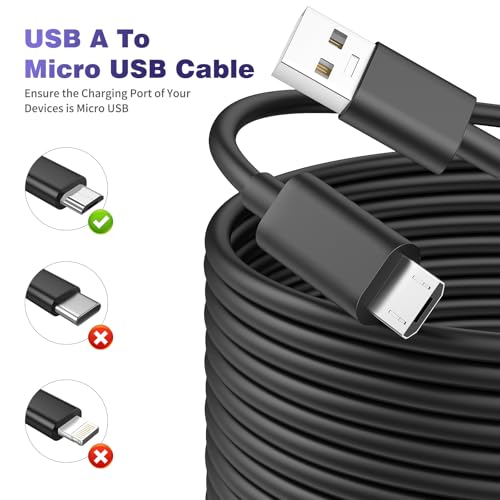 Cable micro USB de 10 metros para cámaras de vigilancia Wyze y Kasa con clips 2