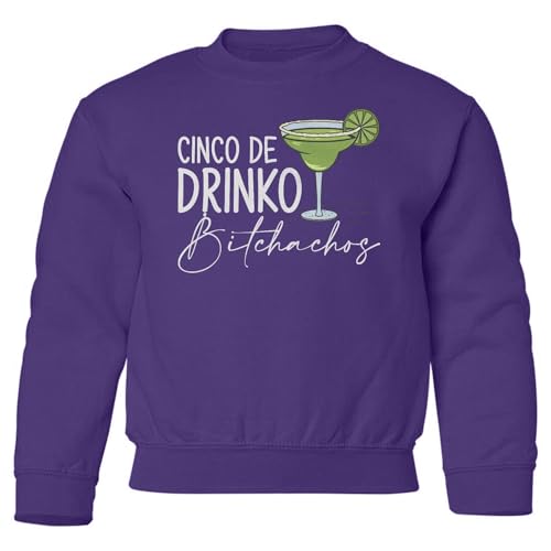 Cinco De Drinko Bitchachos - Funny Cinco De Mayo Youth Crewneck Sweatshirt