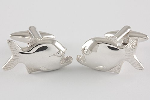 Piranha Fish Manchetknopen, Sterling Zilver, Handgemaakt - Image 3