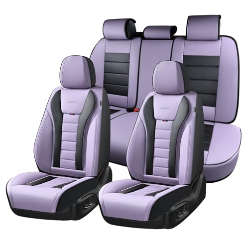 Image of Coverado Car Seat Covers Full Set, Seat Covers for Cars, Front Seat Covers and Back Seat Cover Waterproof Leather Automotive Seat Cover, Universal Car Interior Protectors Cushion for Most Cars