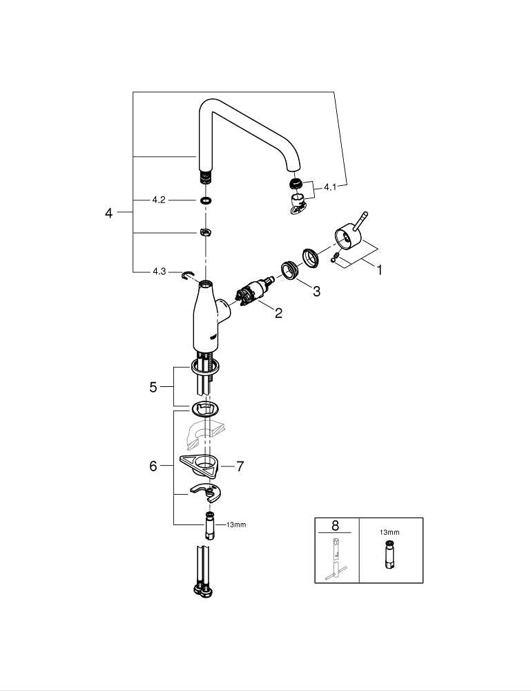 GROHE Essence 30505 Mitigeur d'évier à une seule main, montage à un trou, bec orientable, sécurité intrinsèque, édition professionnelle, chaud brossé