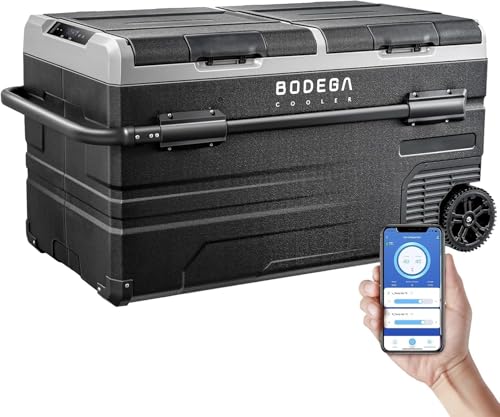 BODEGACOOLER 12 Volt Car Refrigerator, RV Car Fridge Dual Zone APP Control, Portable Freezer,121 Quart (115L) -4?-68? RV Electric Compressor Cooler 12/24V DC &100-240V AC for Outdoor, Camping, Travel