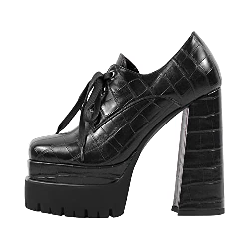 Only maker Hochfrontpumps für Damen Plateau High Heels Schnürpumps mit...