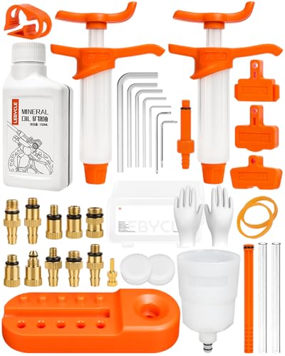 Image of Brake Bleed Kit for Shimano, TEKTRO, TRP Hydraulic Disc Brakes, Bike Brake Bleed Kit with 150ml Mineral Oil, 10 Brass Connectors, Visual Oil Cup & Storage Base