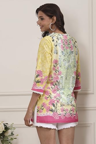 Image of BIBA Women Cotton Printed Straight Short Kurta