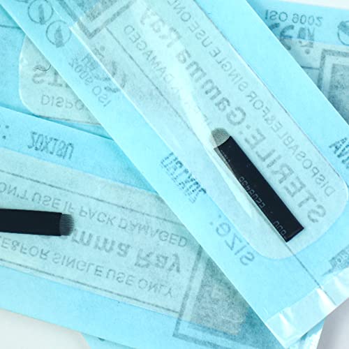 100pcs Microblading Agujas Cuchillas Desechables Negras con Cuchilla U Maquillaje Permanente para Bolígrafos de Tatuaje de Cejas (U18)