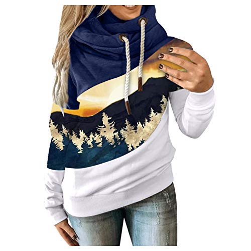 Hoodies for Women Pullover, Cowl Neck Hoodie Thermal Hooded Sweatshirts Loose Fit Fall Tops with Pockets