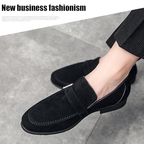 Men's Suede Penny Loafers Fashionable Metal Buckle Luxury Banquet Party Dress Shoes Comfortable Slip-On Moccasin Driving Loafers4