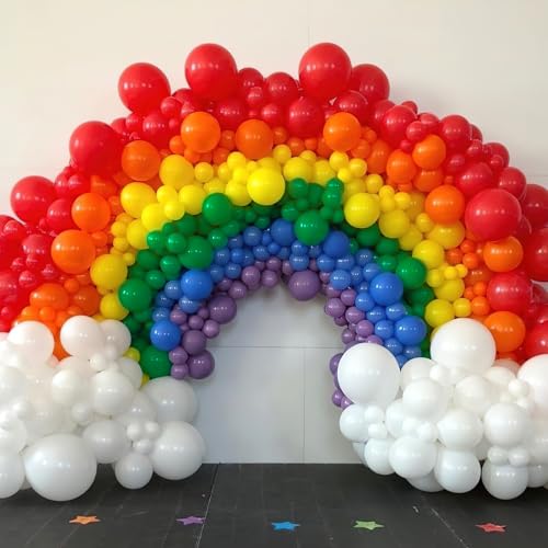 Image of PartyWoo Rainbow Balloon Arch Kit Garland 100 pcs Different Sizes of 36 18 12 10 5 Inch Multicolor Latex Colorful Balloons Assorted Primary Colors for Graduation Baby Shower Birthday Party Decorations