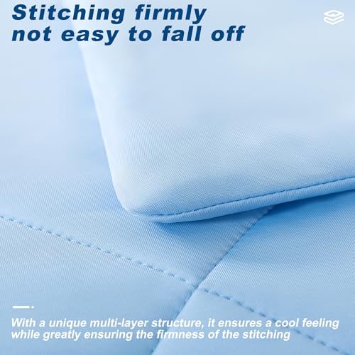 Cooling Comforter Queen Size, Double-Sided Cold Tech Fabric Quilted Bed Comforters Cooling Blanket for Hot Sleepers, Breathable Lightweight Summer Bedding, All-Season Ice Blanket, Blue