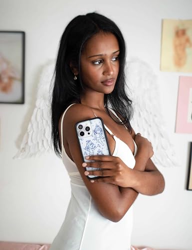 Image of Wildflower Cases - Compatible with iPhone 16 | Protective Bumper, 6.5ft Drop Test Certified, Women Owned Small Business | Angel Baby Blue Trendy Art Sketch Popular Cute | Cherubs