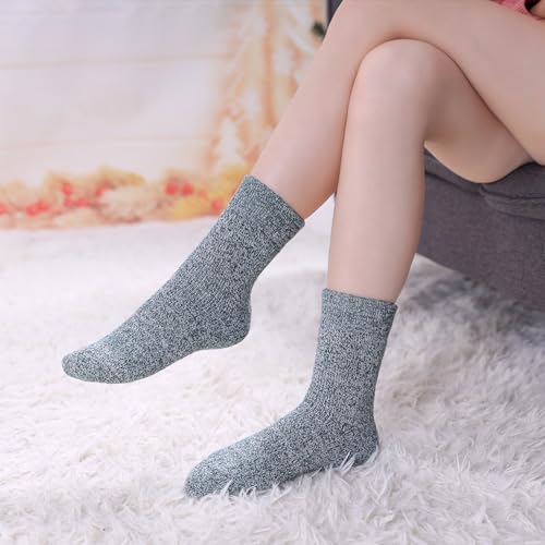 Image of LINEMIN Wool Socks for Women Winter Warm Hiking Thick Warm Cozy Boot Crew Gift Socks 5 Pairs