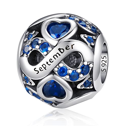 HappyStar 925 Sterling Silver Birthstone Charms fits Charms Bracelets for Woman，with 5A Cubic Zirconia Dangle Pendant Bead,Happy Birthday Charms for Bracelet and Necklace