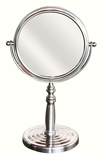 DecoBros 6-Inch Tabletop Two-Sided Swivel Vanity Mirror with 8x Magnification, Nickel