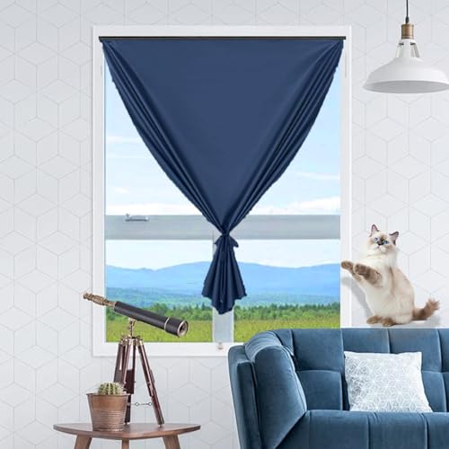 Estor enrollable personalizable con aislamiento térmico azul, 85 x 245 cm, doble tela, fácil instalación, nano cinta, ideal para ventanas de interior, revestimientos elegantes y funcionales