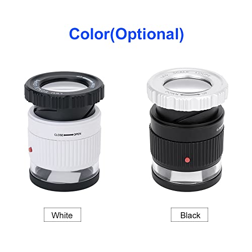 Kiboule Lupa de escala LED 30x lupa ajustável metal tipo cilindro espelho com escala tamanho pequeno