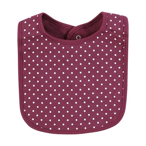 Image of Hudson Baby Infant Girl Cotton Bibs, Plum Wildflower, One Size