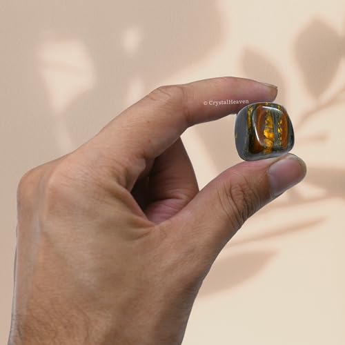 Image of Certified Iron Tiger Eye Crystal Healing Tumbled Stone, Natural Polished Crystals for DIY Crafts, Manifestation, Meditation, Pooja Feng Shui and Reiki Healing (30 Grams)