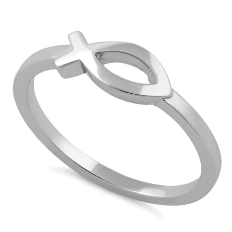 Bague poisson argent 925 empilable anti-peau verte pour femme