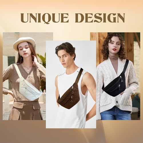 Cord Bauchtasche für Damen und Herren Gürteltasche Damen Verstellbarer Gurt Hüfttasche Bauchtasche Klein Brusttasche Bum Bags aus Cord für Outdoor Sport Laufen (Braun B)