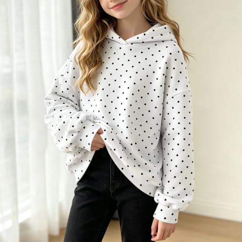 Kiavfrkp Hoodies for Teen Girls Cute Polka Dots Pullover Hooded Sweatshirt - image 6