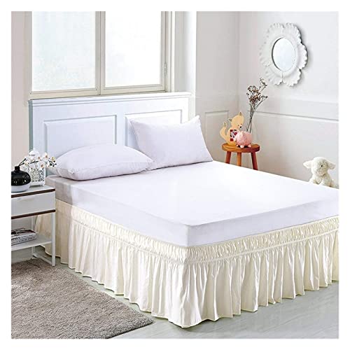 TGETBTTSR Jupe De Lit en Polyester Brossé 180x200/200x200 Cache Sommier,Protège Sommier Style Enveloppant Volants élastiques Anti-poussière Détachables à Trois Côtés en Tissu - 38cm de Hauteur Cover