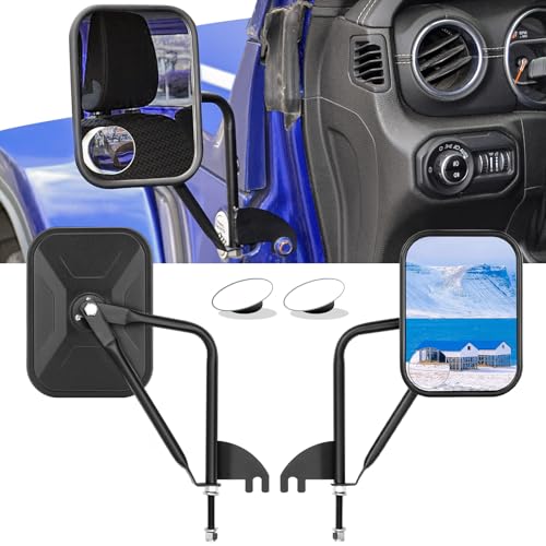 CALBEAU Mirrors Doors Off, Wider View Side Mirrors with Blind Ones Used for Jeep Wrangler JL 2018-2025 and JT, Anti Shake and Easy Install for Safe Driving