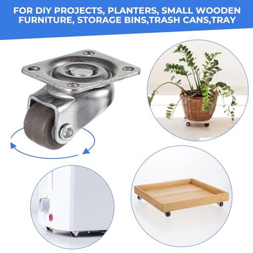 Sibba 8 stuks kleine meubelwielen, zwenkwielen, 360 graden, mini-wielen, zwenkwielen, klein draaibaar, rolwiel van rubber, transportwielen, universeel wiel, met schroeven, voor mini-meubels, - Afbeelding 5