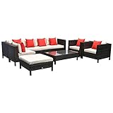 Outsunny 9-Piece Outdoor PE Rattan Wicker Sectional Patio Sofa Chair Set