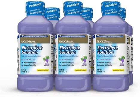 GoodSense Grape Electrolyte Solution, Replaces Electrolytes, Fluid & Zinc, Kids & Adults, 33.8 Fluid Ounces (Pack of 6)