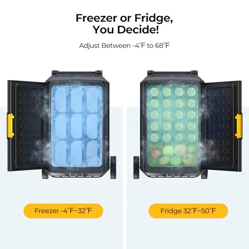 BougeRV 12 Volt Car Refrigerator, CRS 53 Quart Portable Fridge Freezer with APP Control, -4℉ to 68℉ Compressor Electric Cooler with Wheels 12/24V DC 110~240 Volt AC for Truck Van RV Camping Road Trip