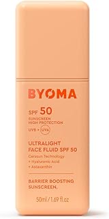 BYOMA SPF 50 Face Fluid - Ultra-Lightweight Facial Sunscreen for All Skin Tones - Luminous Glow, No White Cast - SPF Moist...