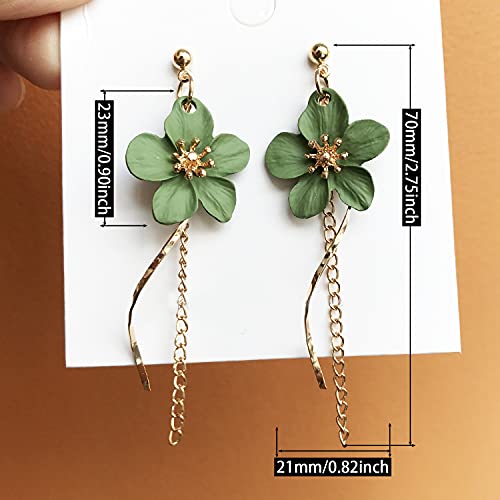 ANDPAI Unique Handmade Bohemian Large Matte Double Yellow Flower Dangle Drop Earrings White Metal floral Stud Earrings For Women Statement Wedding Holiday Jewelry Gifts2