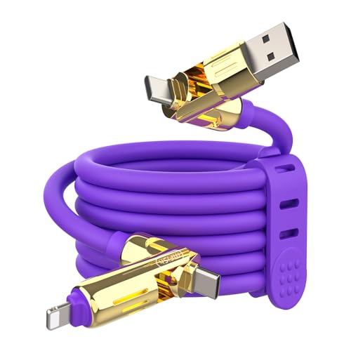 Image of MFish 240W 4-in-1 Fast Charging Cable, Purple Gold, 6.6FT