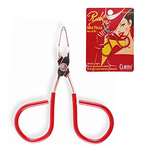 Rubi Plus PROFESSIONAL Mini TWEEZERS, Men/Women; MADE IN MEXICO; Portable Length 2.5” Width: 2.2” Easy Travel Tweezers for Facial Hair, Ingrown Hair, Blackhead; Silver/Red; The BEST PRECISION Tweezers