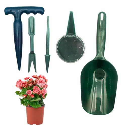 Zuasdvnk Maceta de mano, kit de sembradora de jardín multifuncional, 5 herramientas portátiles de trasplante, herramientas de plantación más amplias, herramientas de agricultura para el hogar